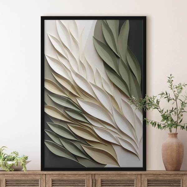Poster Abstrakte Blätter vor grünem Hintergrund, mit vielschichtigen Texturen und Schatten, Posters Natur, f50976bk : Uwalls