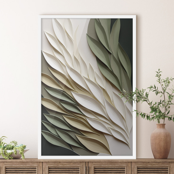 Poster Abstrakte Blätter vor grünem Hintergrund, mit vielschichtigen Texturen und Schatten, Posters Natur, f50976wh : Uwalls