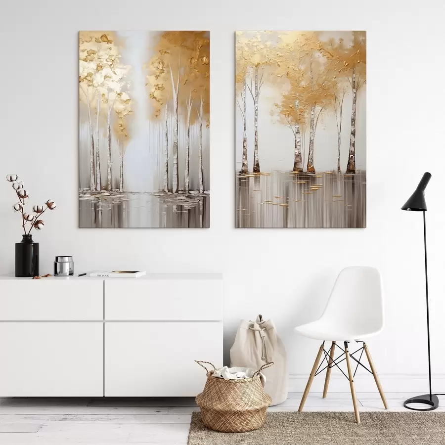 Wandbilder Strukturierte Bäume mit abstraktem Laub, moderne Kunst m31043