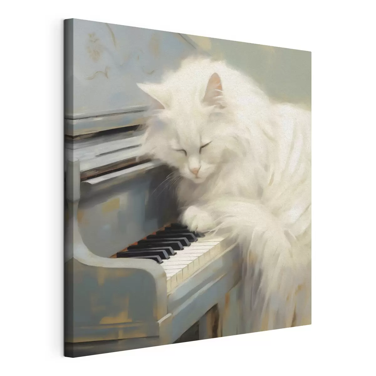Wandbilder Katze, die auf Klaviertasten schläft, Gemäldeimitation s50990