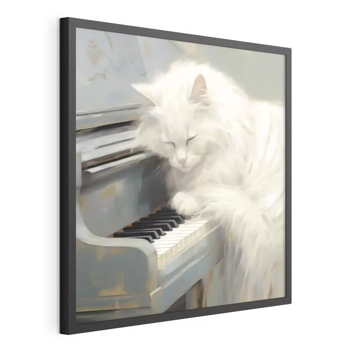 Poster Katze, die auf Klaviertasten schläft, Gemäldeimitation f50990