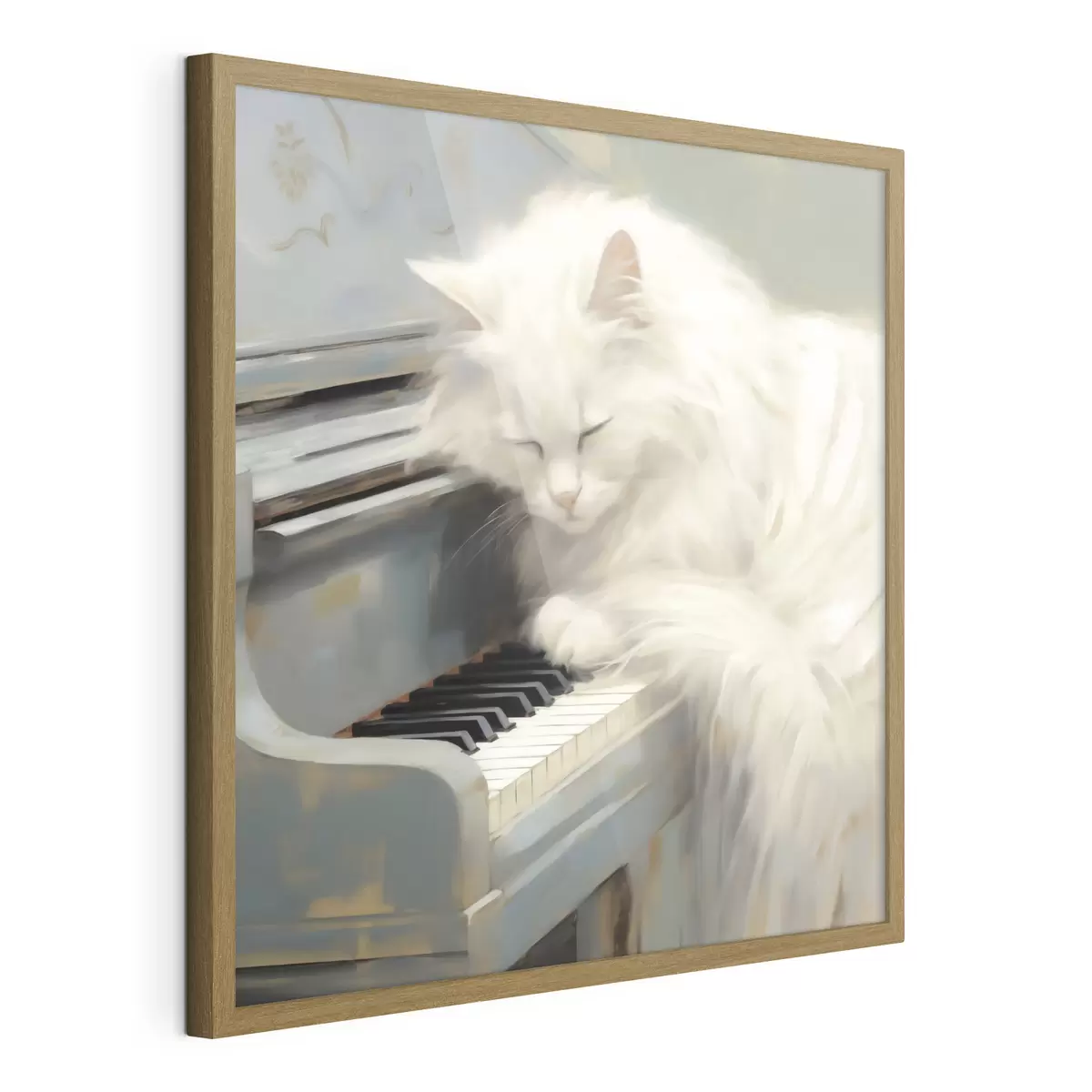 Poster Katze, die auf Klaviertasten schläft, Gemäldeimitation f50990