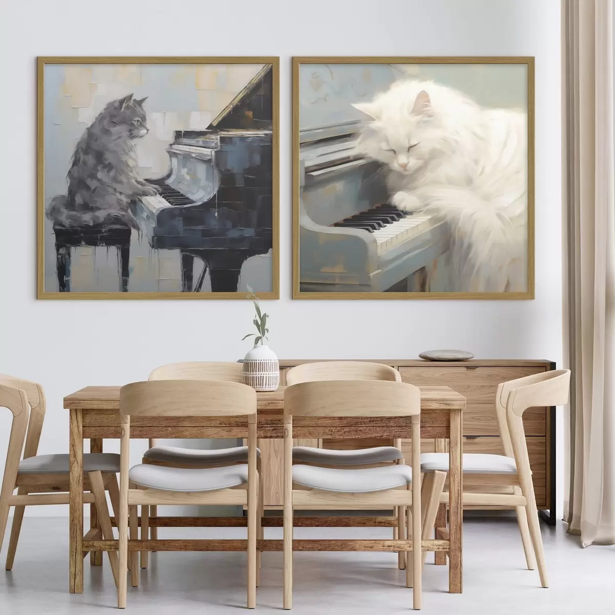 Poster Katze und Klavier, Imitationsgemälde d31064