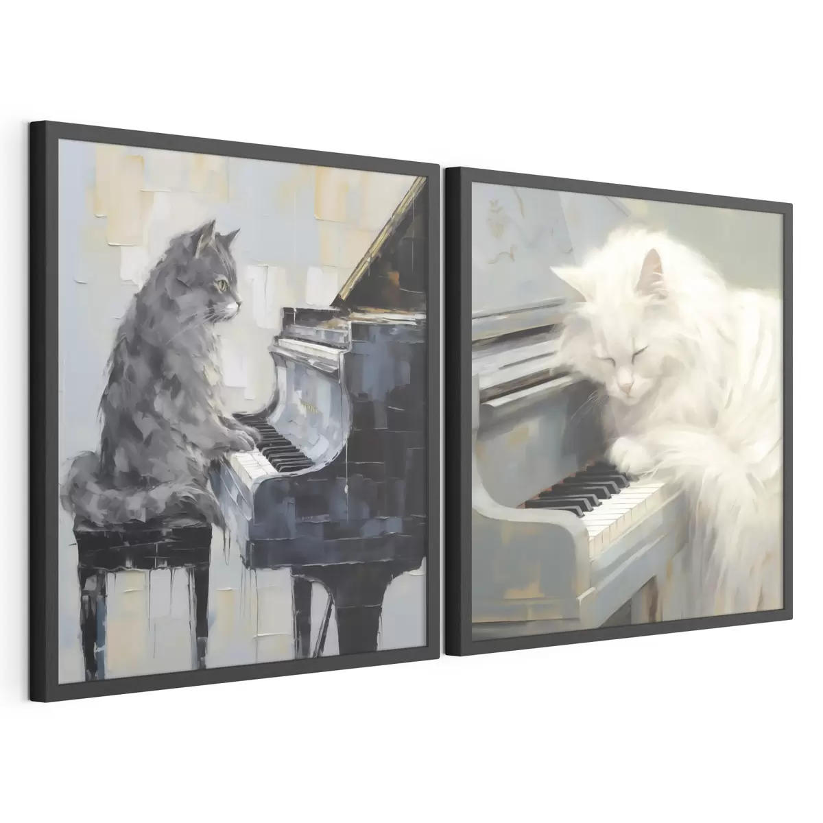 Poster Katze und Klavier, Imitationsgemälde d31064