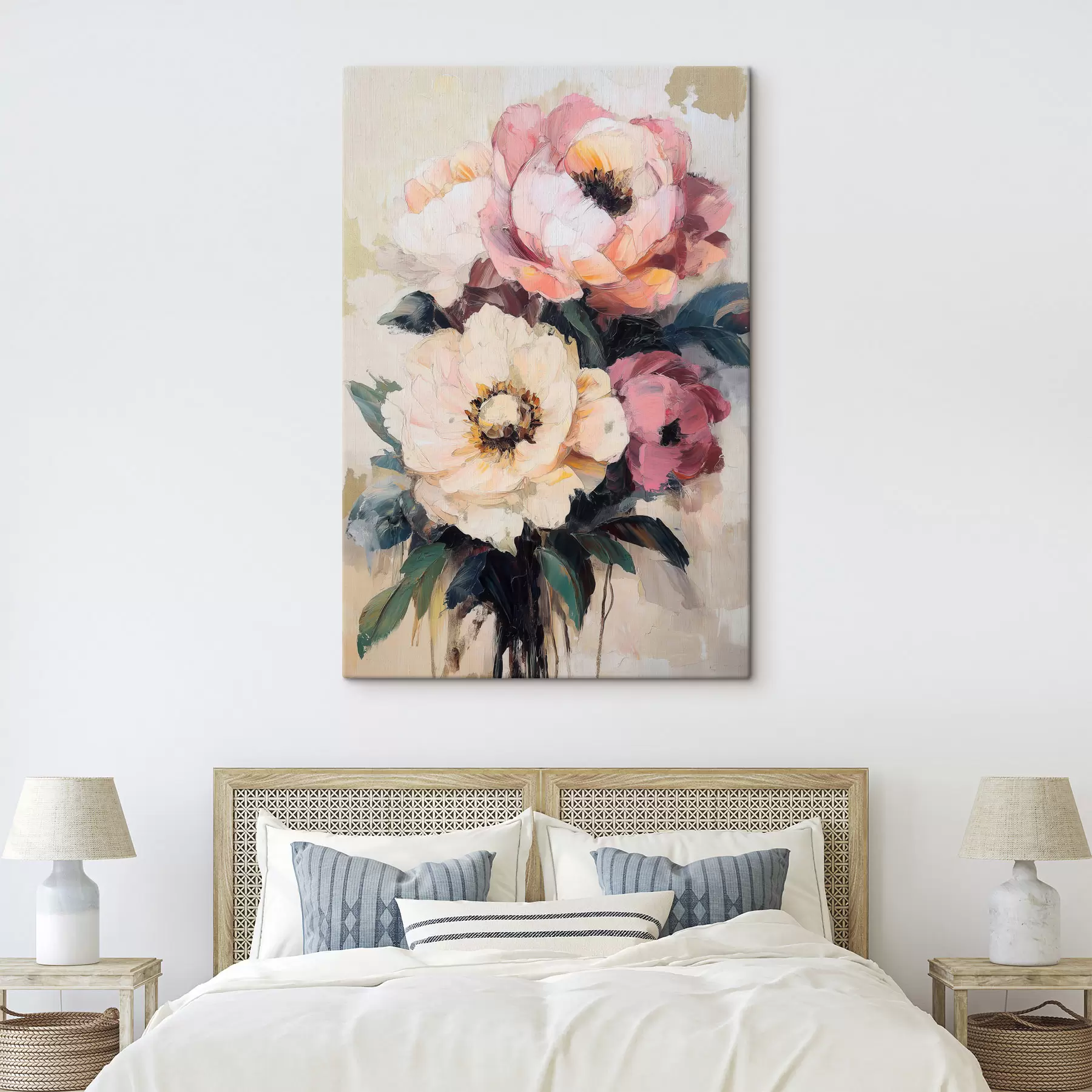 Wandbilder Rosa und cremefarbene Pfingstrosen s51007