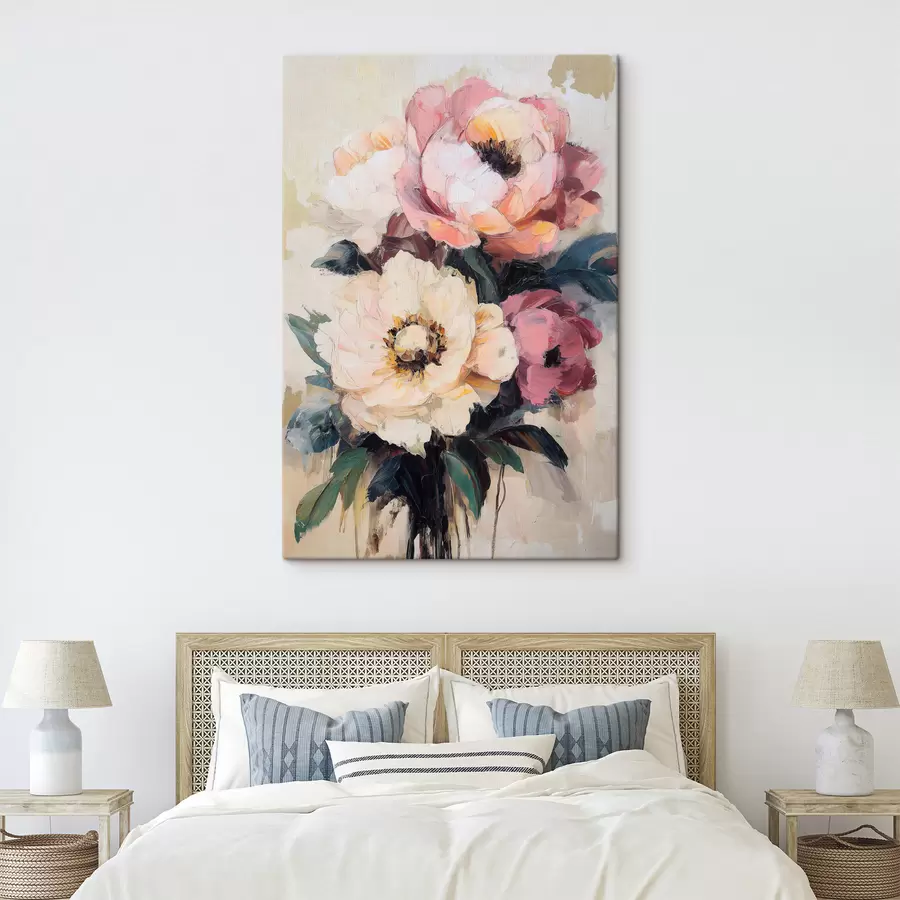 Wandbilder Rosa und cremefarbene Pfingstrosen s51007