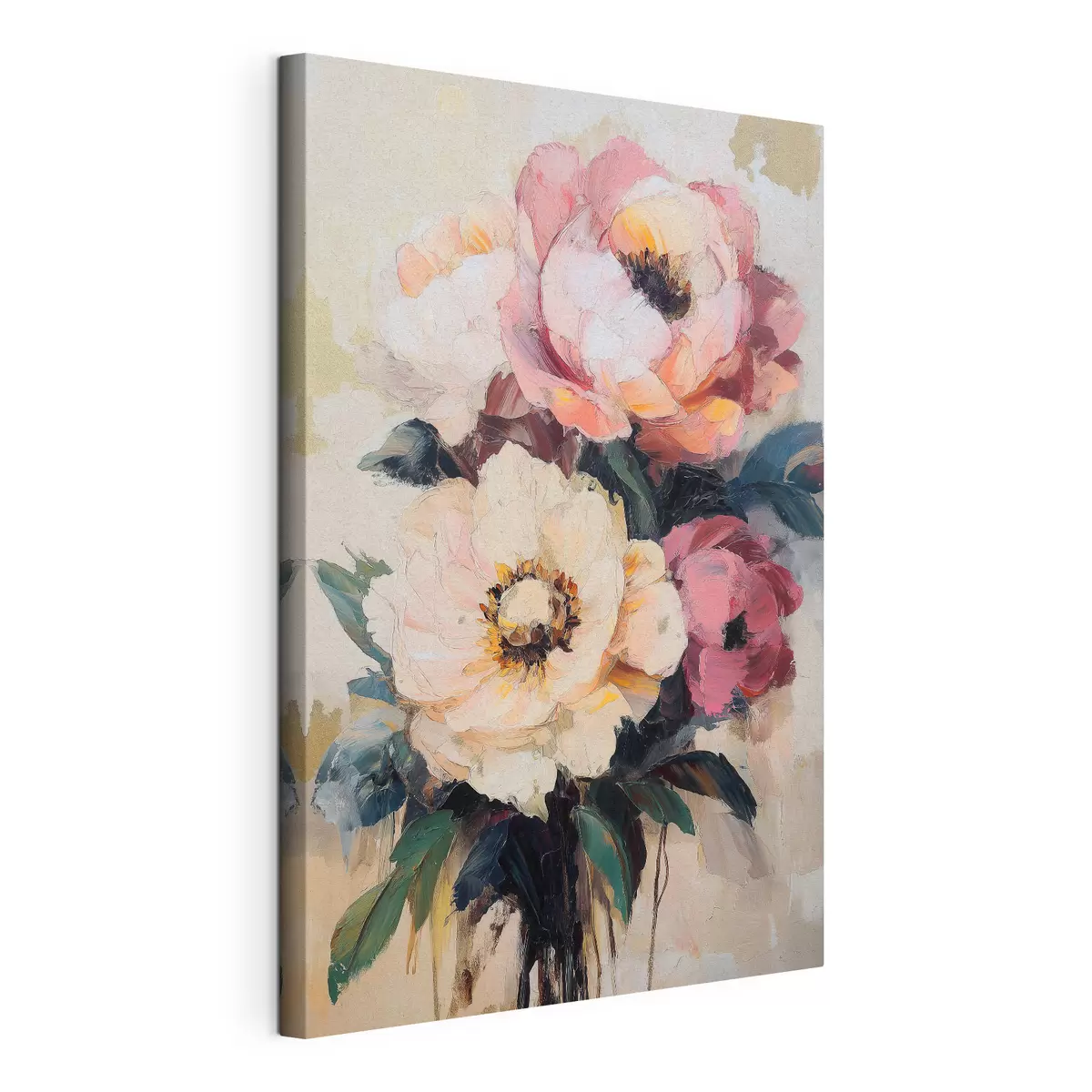 Wandbilder Rosa und cremefarbene Pfingstrosen s51007