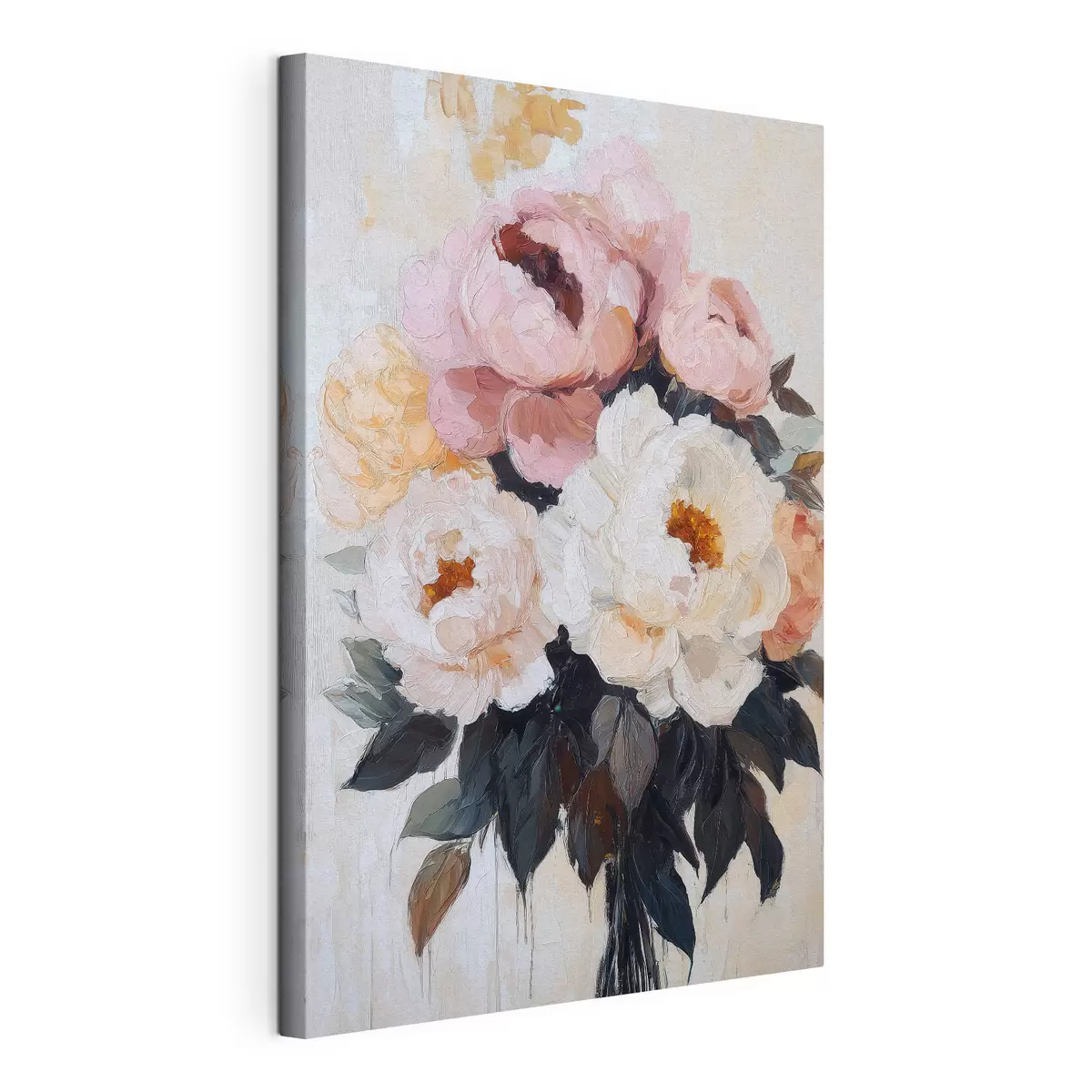 Wandbilder Strauß aus rosa und weißen Pfingstrosen s51008