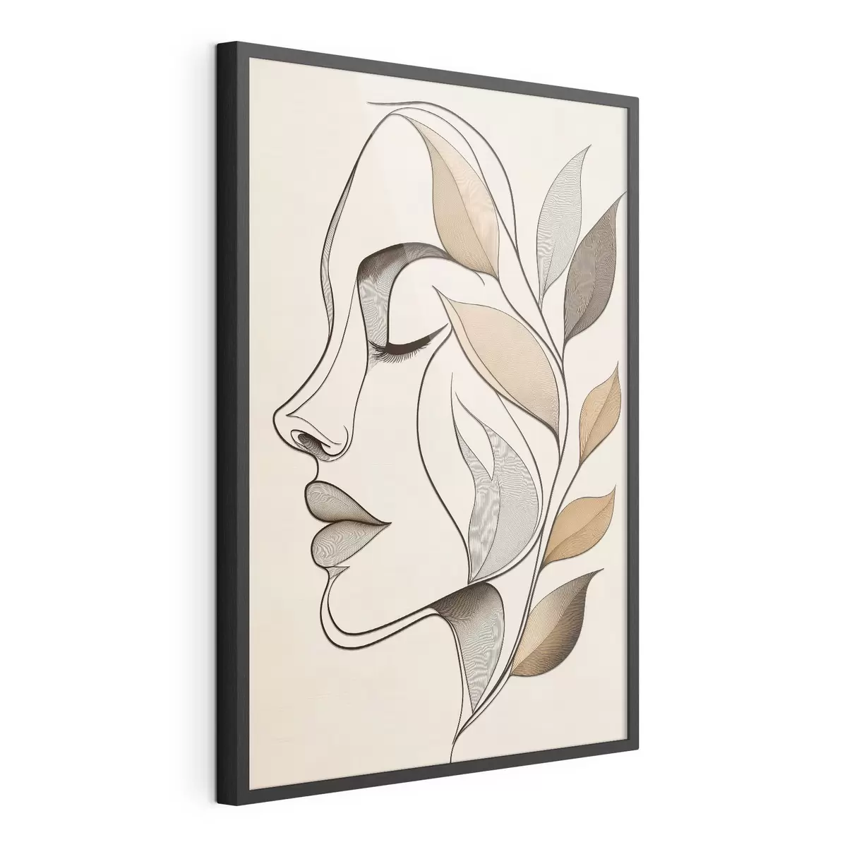 Poster Profil einer Frau mit Blättern f50998