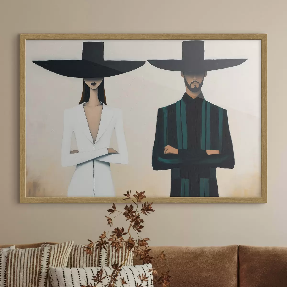 Poster Ein Paar mit breitkrempigen Hüten f51003