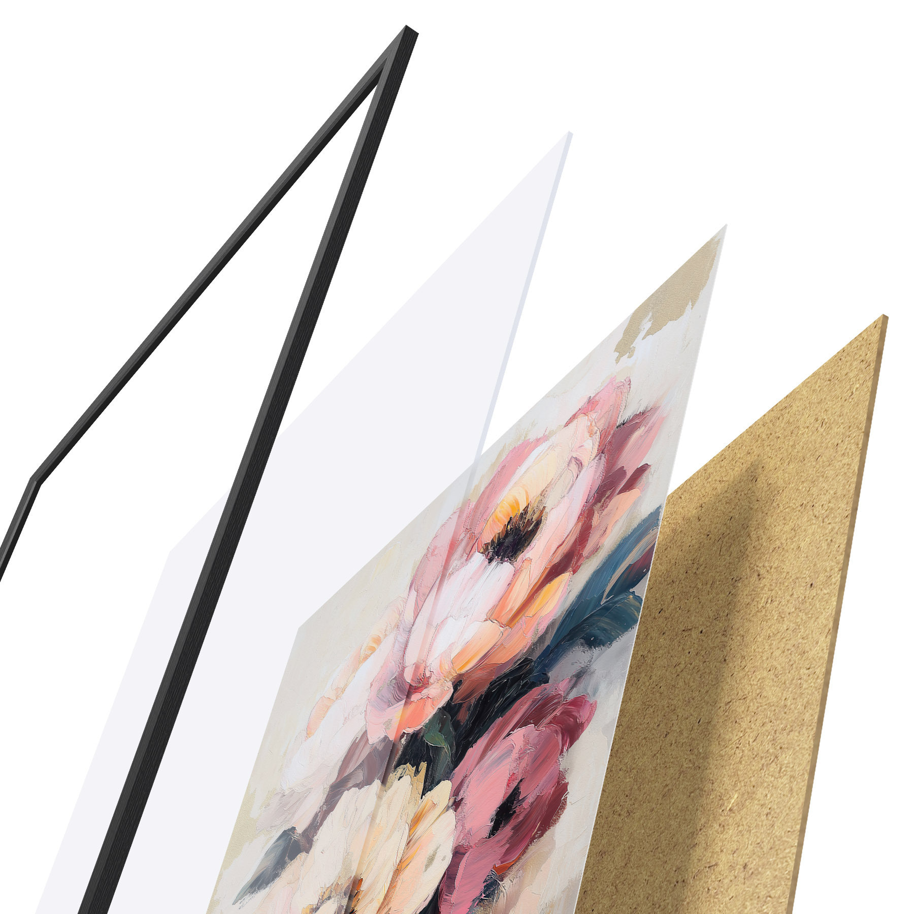 Poster Rosa und cremefarbene Pfingstrosen f51007