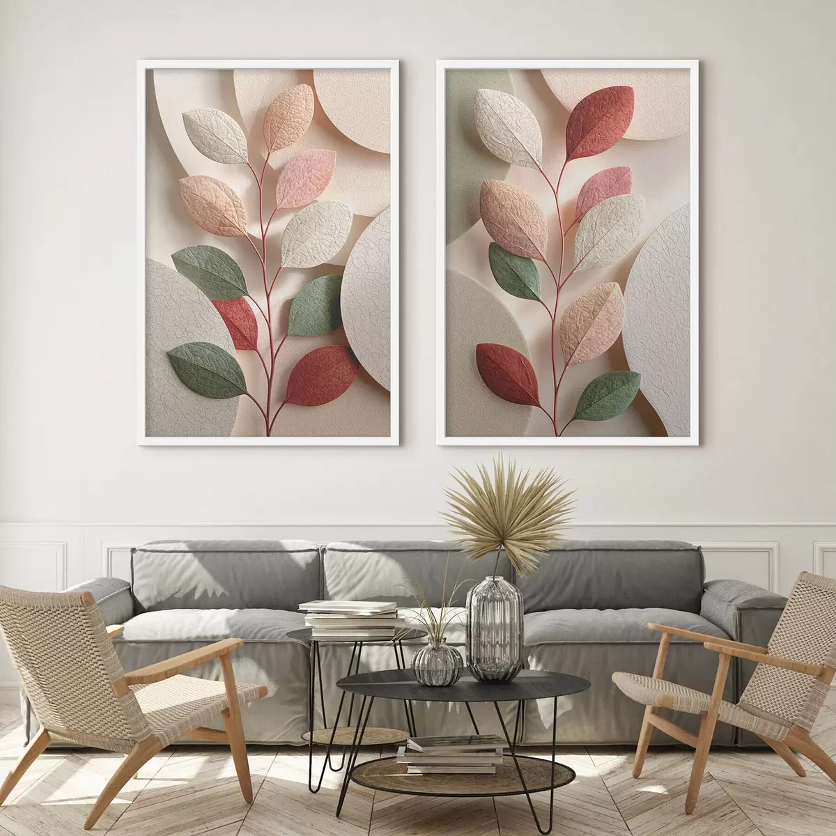 Poster Zweig mit geometrischen Formen d31036