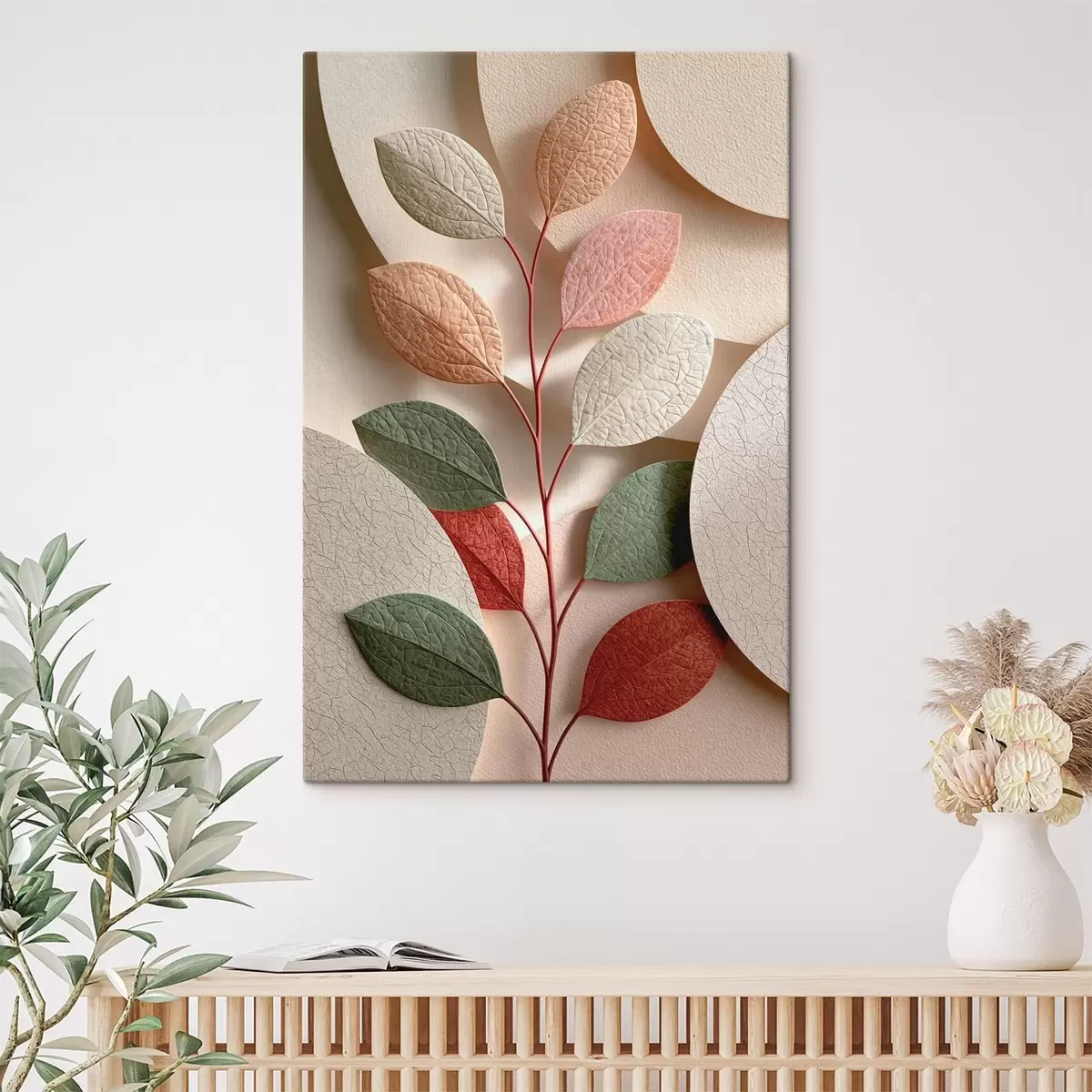 Wandbilder Botanischer Zweig mit geometrischen Formen s50863