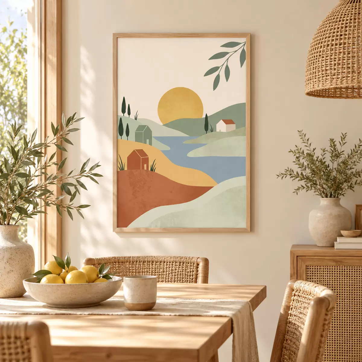 Poster Ruhige Landschaft in sanften Farben f50729