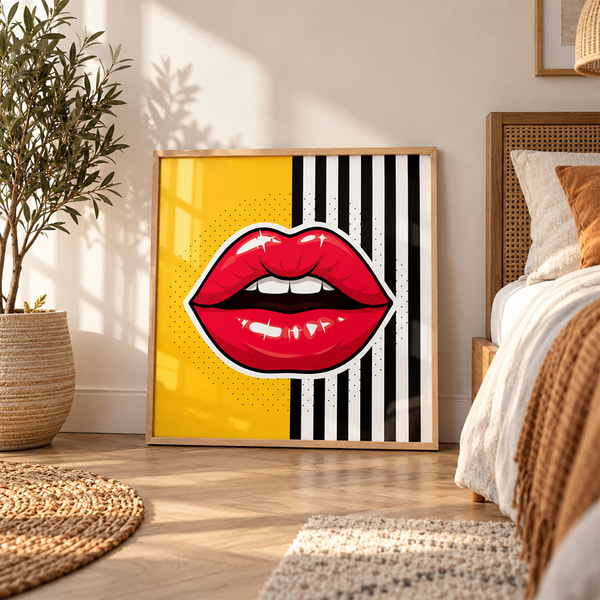 Poster Auffällige Lippen vor einem lebhaften Hintergrund, Poster Einzigartig, f50790wo : Uwalls