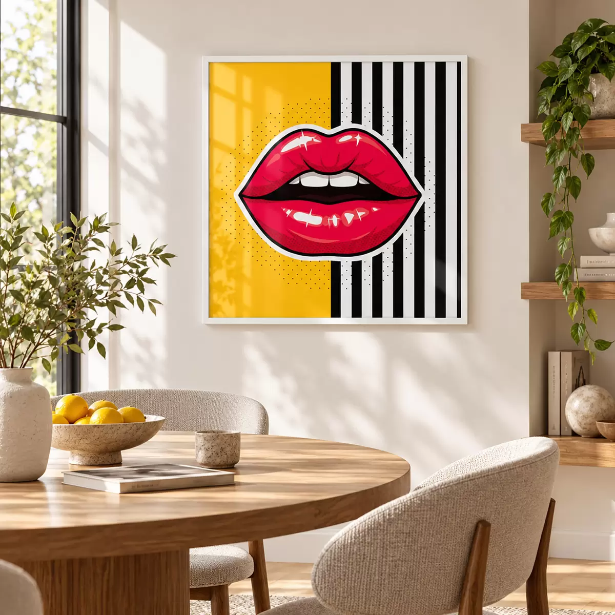 Poster Auffällige Lippen vor einem lebhaften Hintergrund f50790