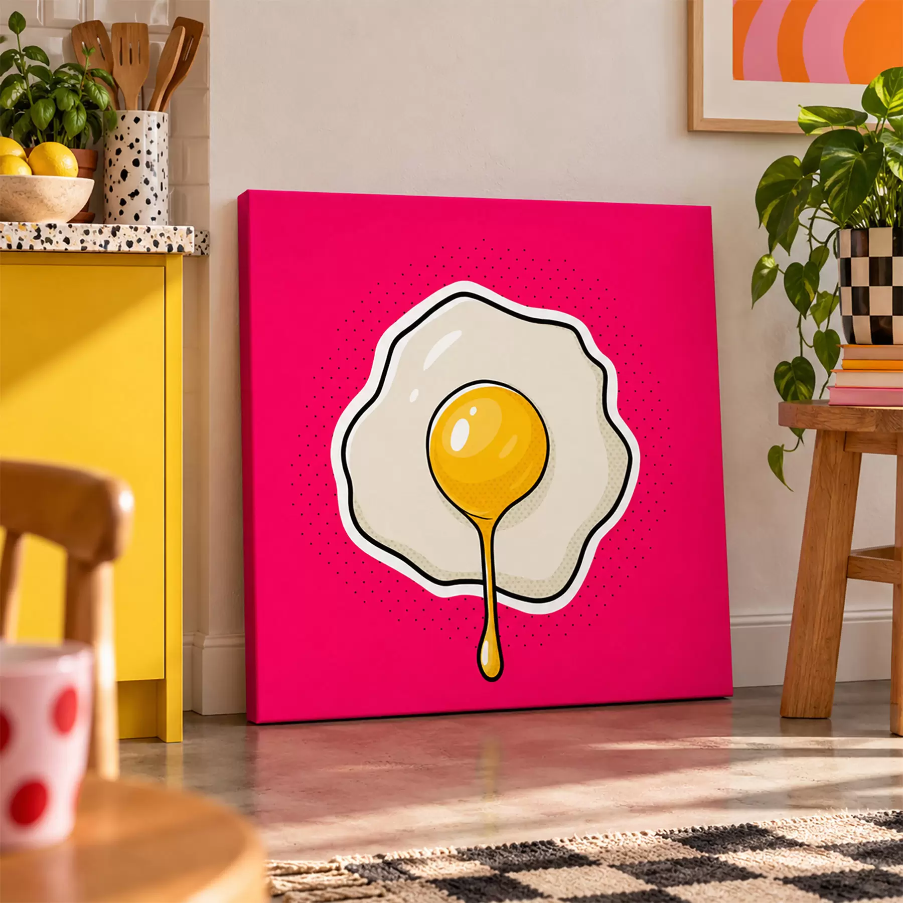 Wandbilder Spiegelei auf rosa Hintergrund s50788