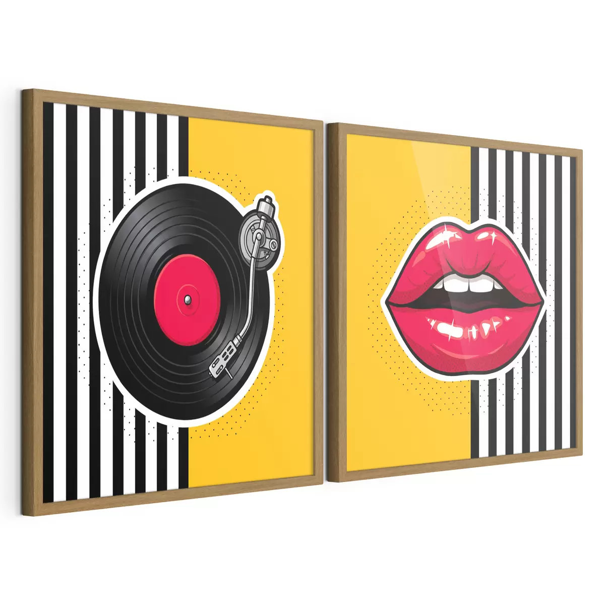 Poster Leuchtende Lippen und ein Vintage-Plattenspieler d31075