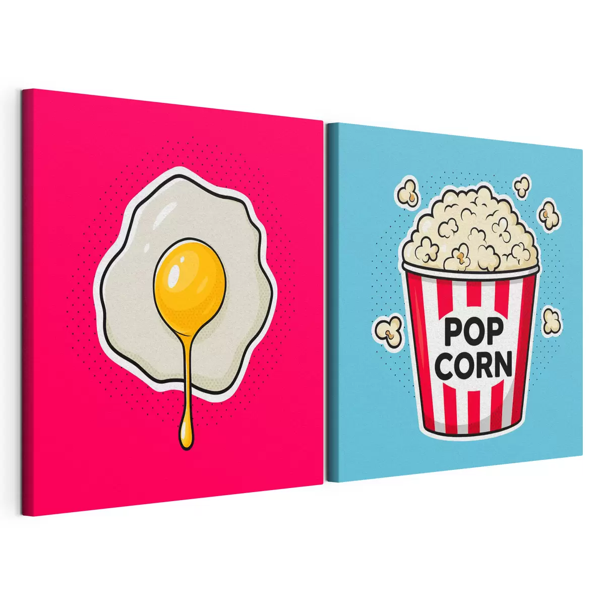Wandbilder Kunstwerk-Kombination aus Spiegelei und Popcorn m31076