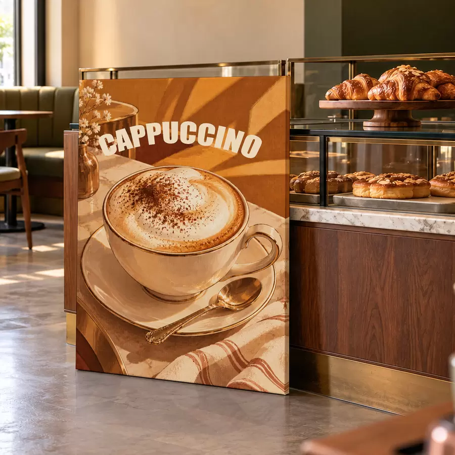 Wandbilder Ein köstlicher Cappuccino, der Ihnen den Tag versüßt s50874