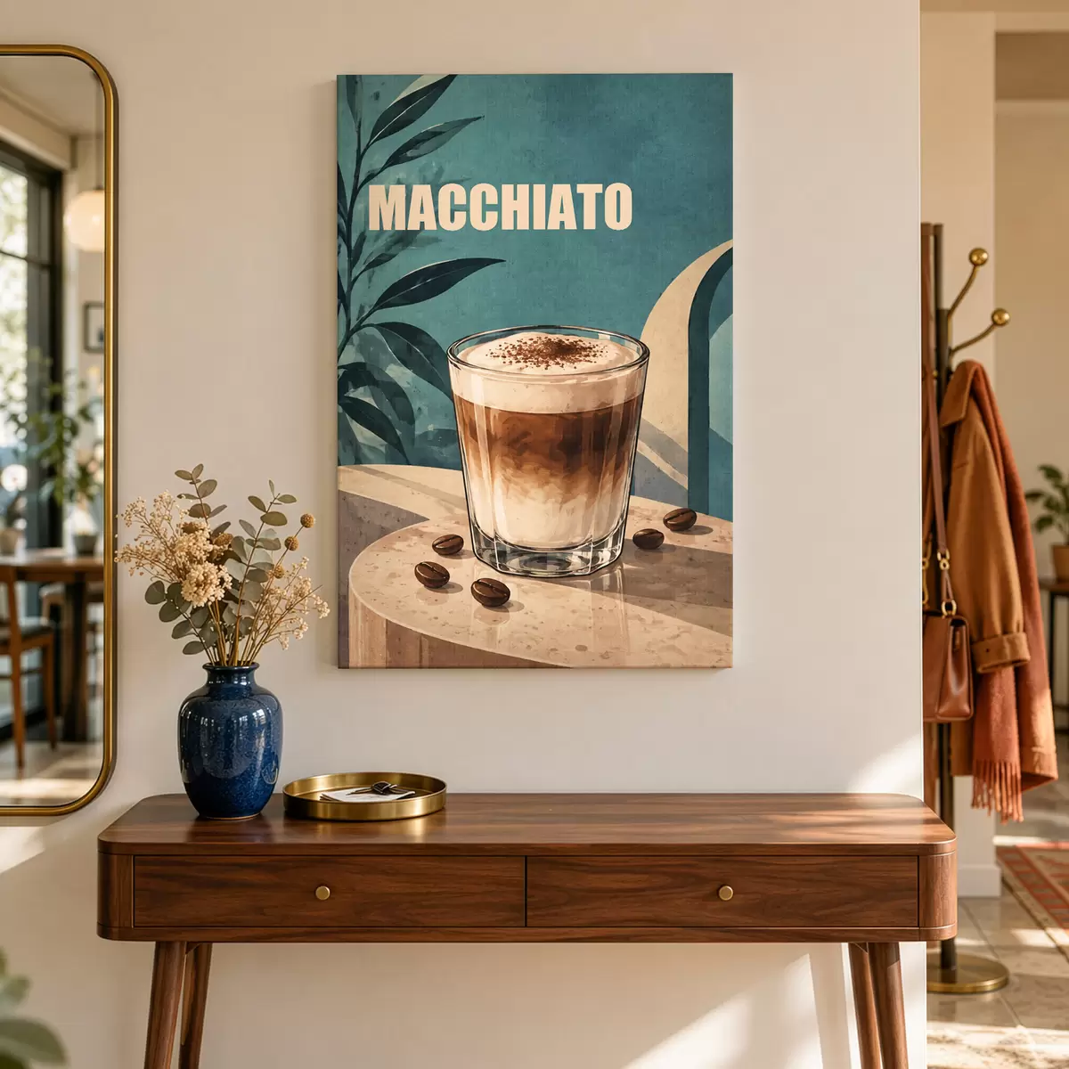 Wandbilder Ein köstlicher Macchiato an einem sonnigen Tag s50875