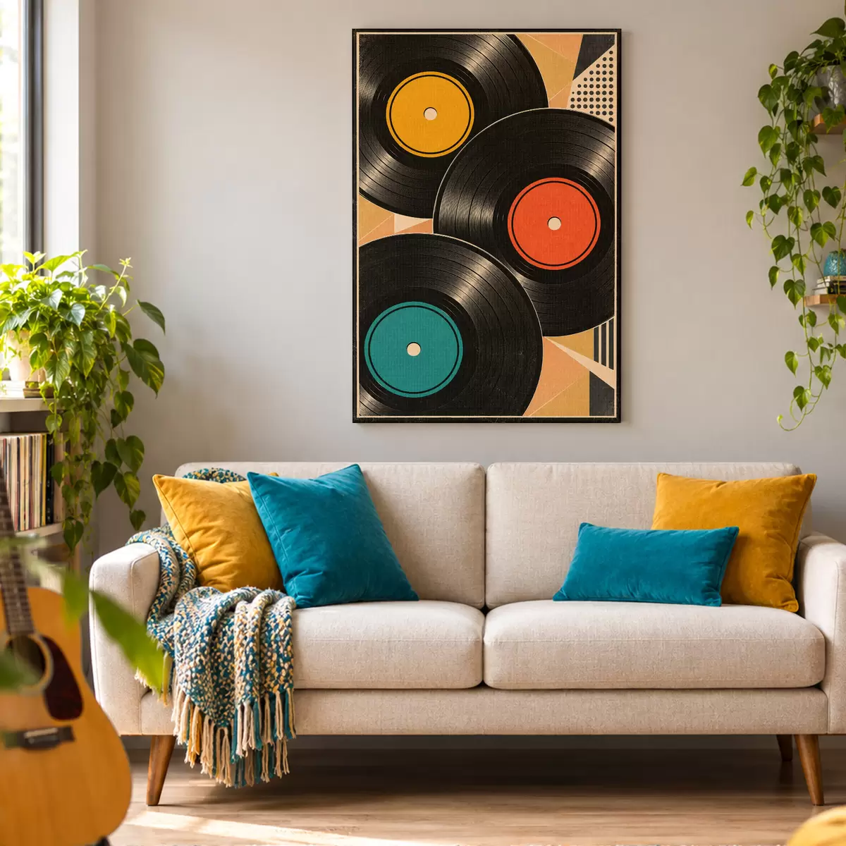 Wandbilder Retro-Flair mit bunten Schallplatten s50923