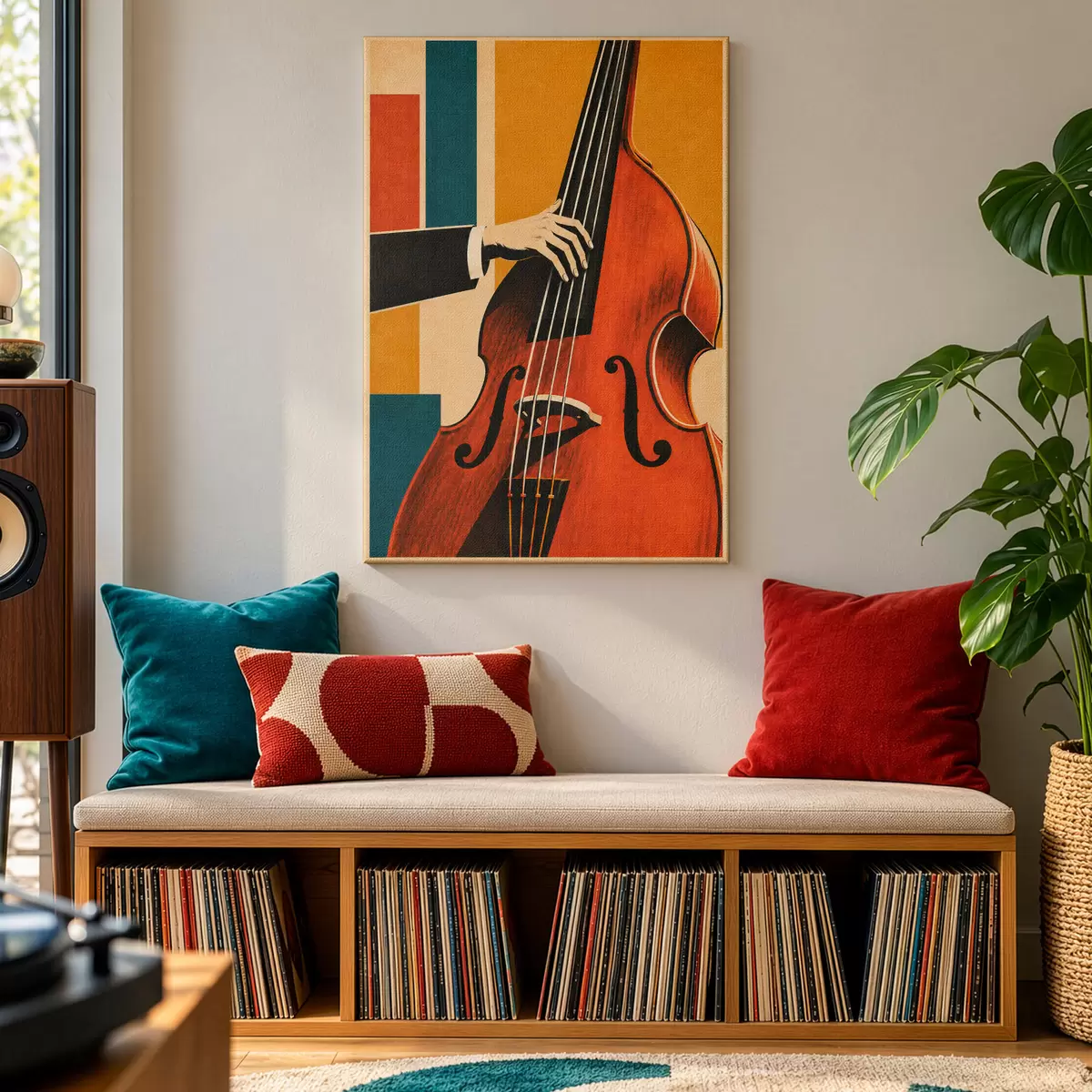 Wandbilder Eine elegante Hand, die ein Musikinstrument spielt s50926