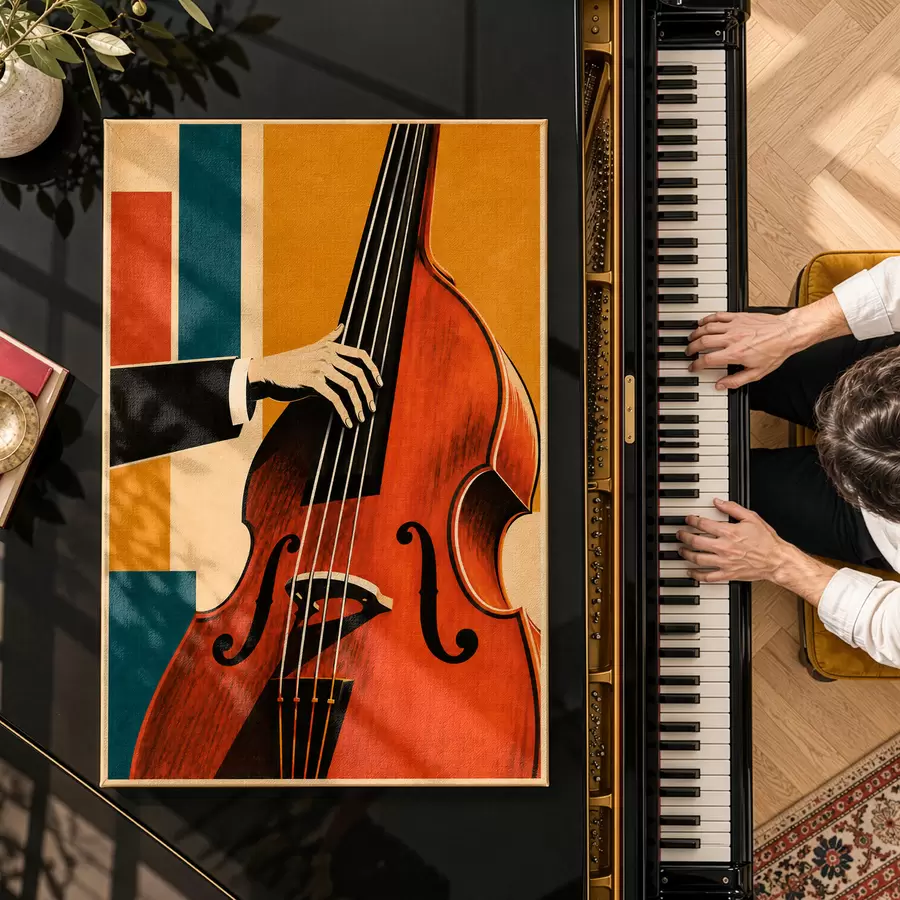 Wandbilder Eine elegante Hand, die ein Musikinstrument spielt s50926