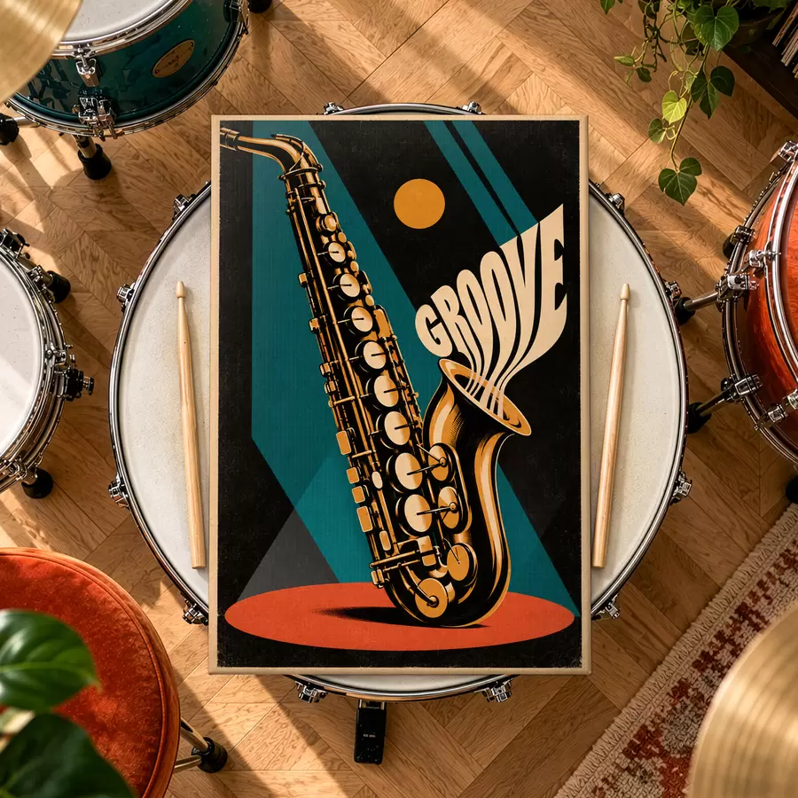 Wandbilder Saxophonklänge erfüllen die Luft s50927