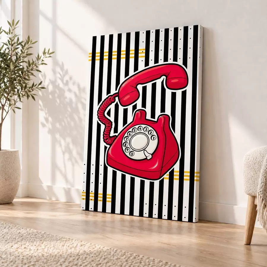 Wandbilder Design eines roten Drehwahltelefons im Retro-Stil s50784