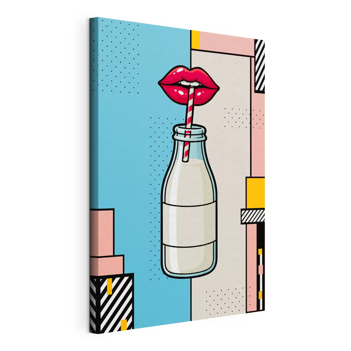 Wandbilder Nimm einen Schluck aus einer stilvollen Milchflasche s50786