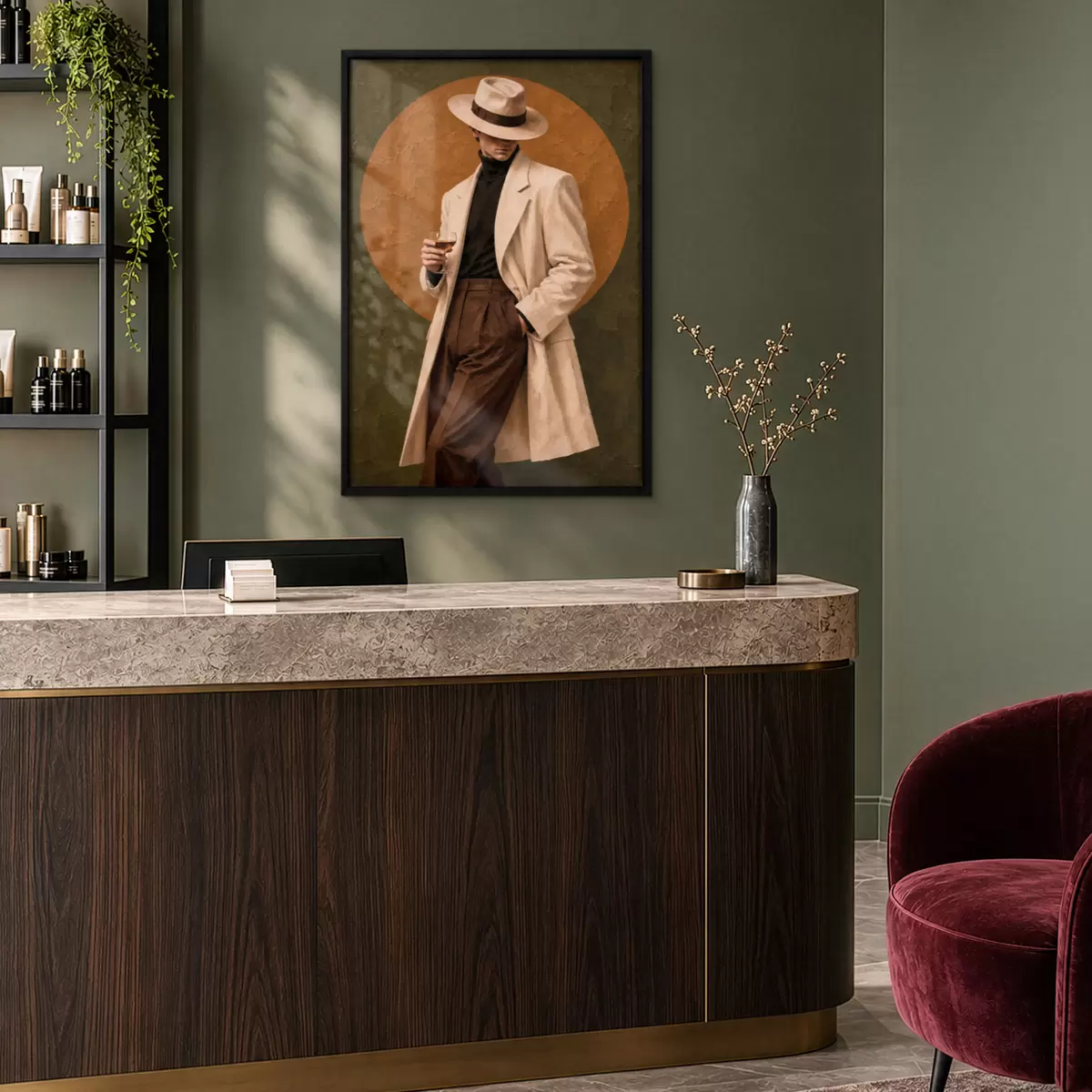 Poster Stilvolle Eleganz mit einem Drink in der Hand f50885