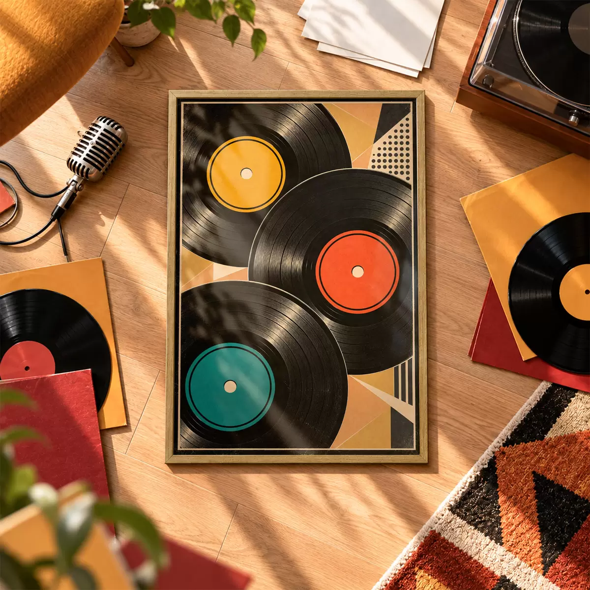 Poster Bunte Schallplatten in Harmonie f50923