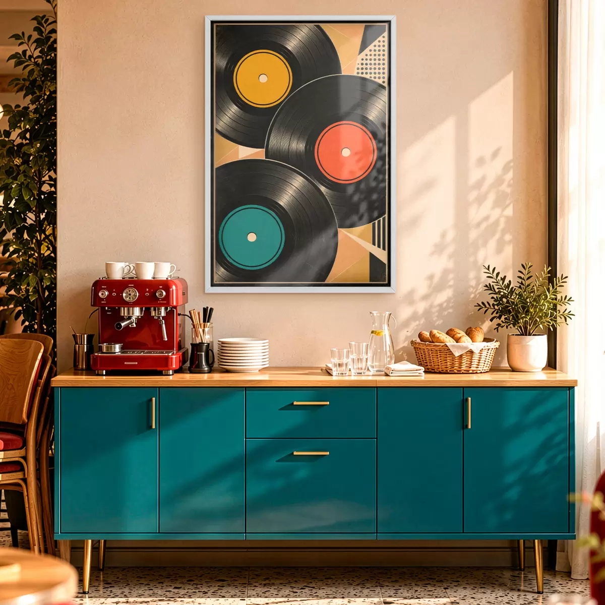 Poster Bunte Schallplatten in Harmonie f50923