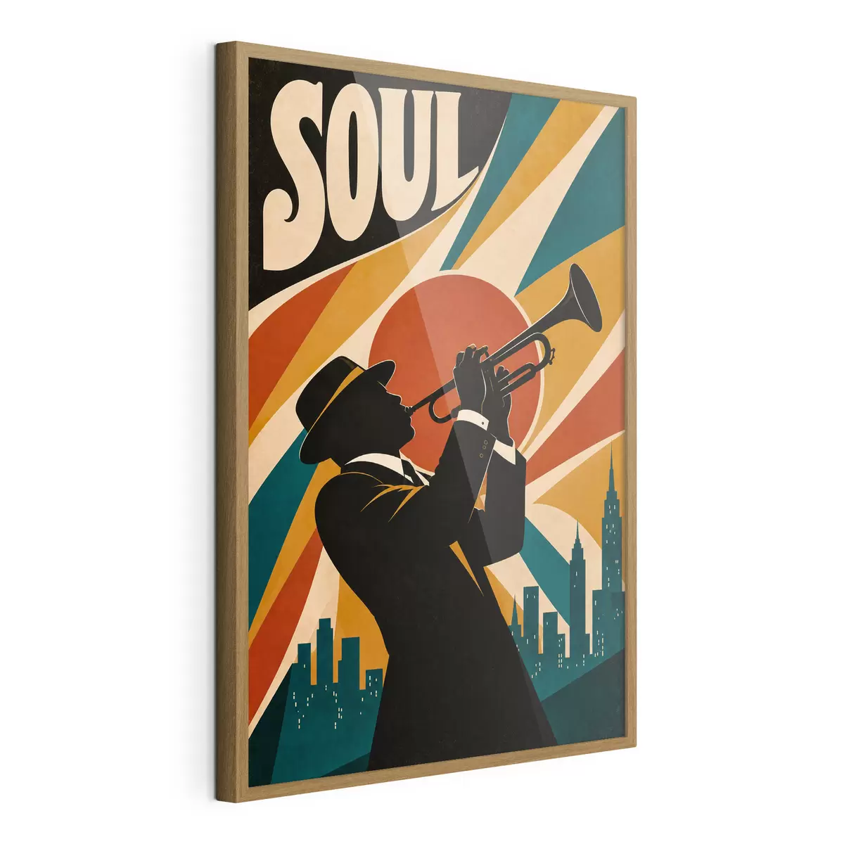 Poster Jazz hallt durch die Skyline der Stadt f50925