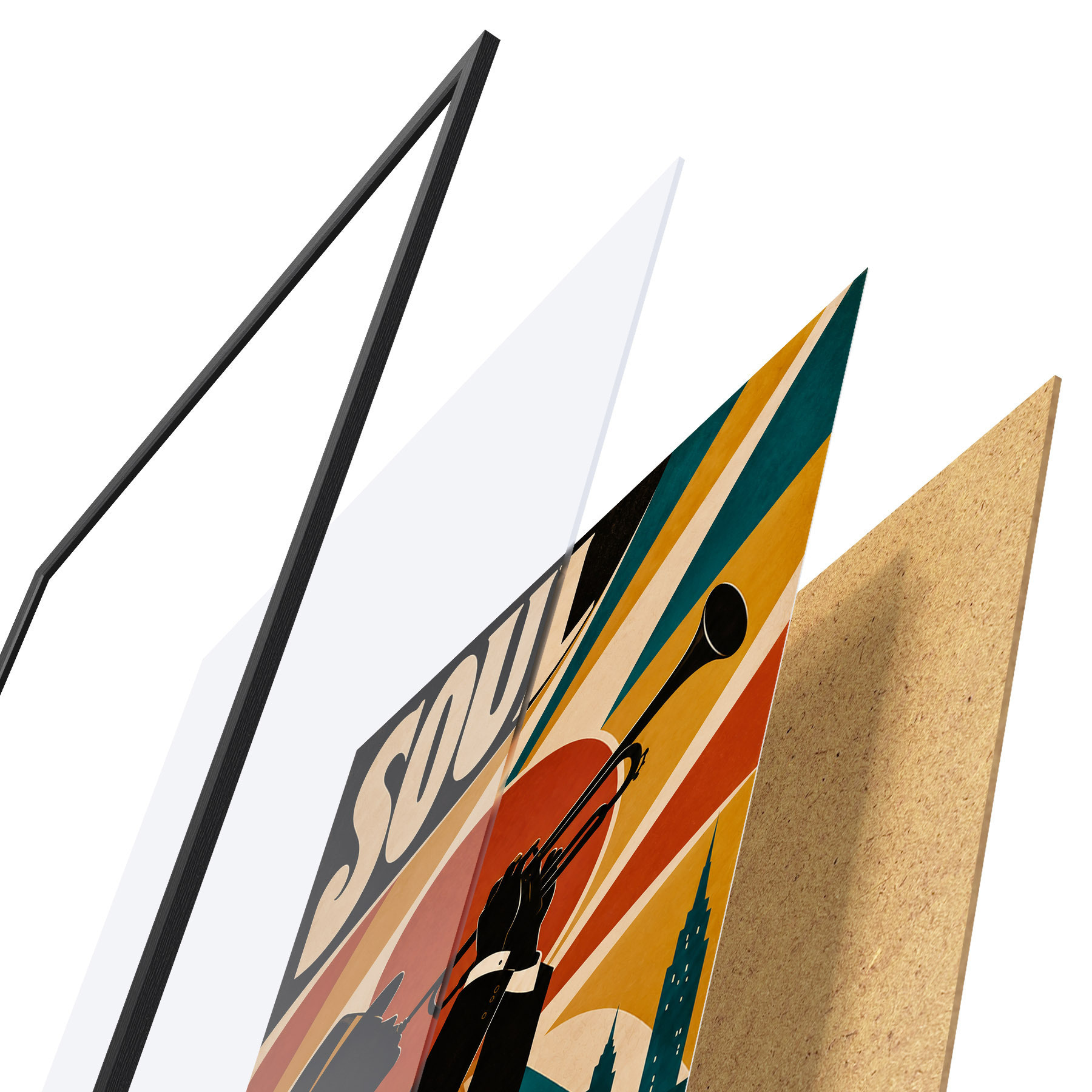 Poster Jazz hallt durch die Skyline der Stadt f50925
