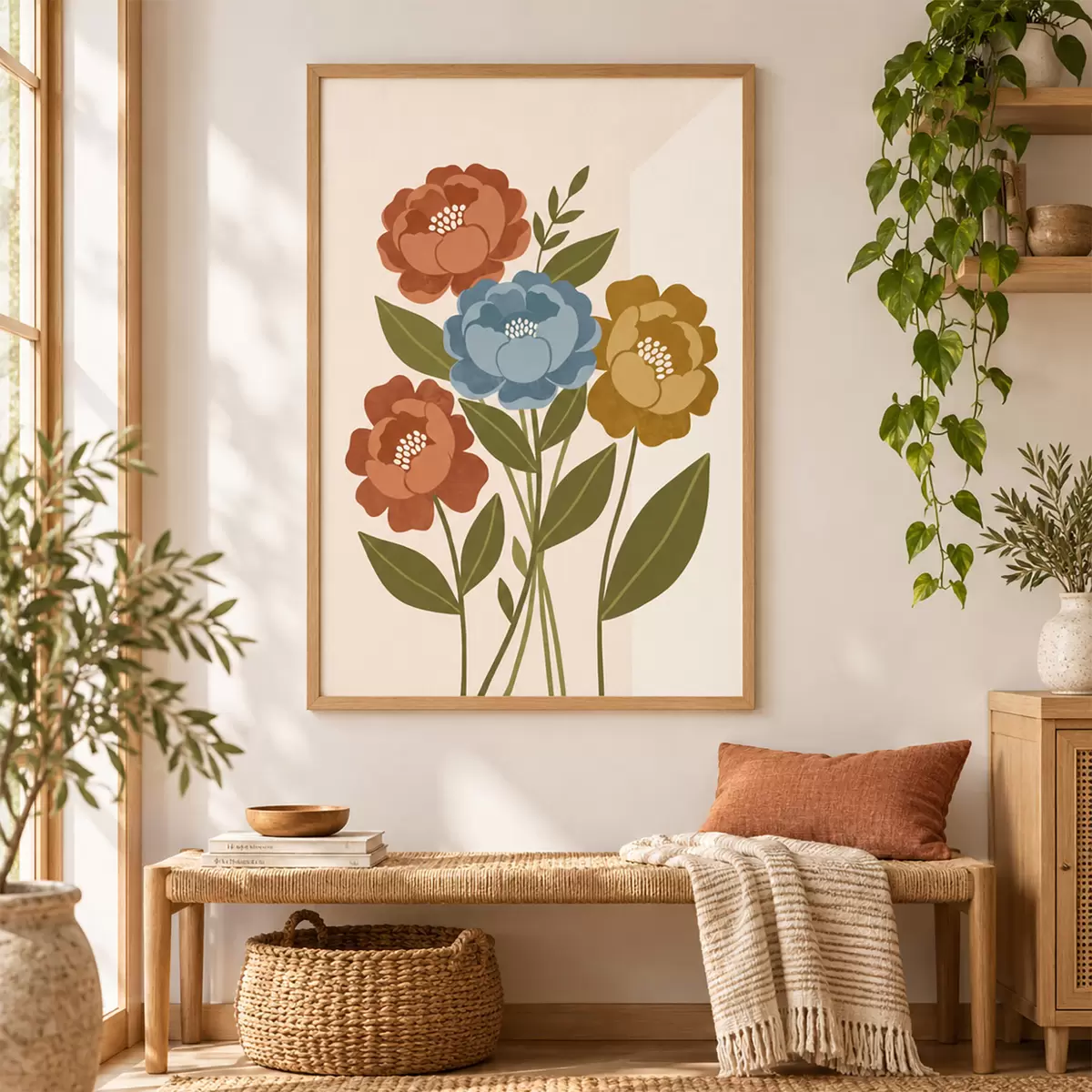 Poster Ein bezaubernder Strauß illustrierter Blumen f50730