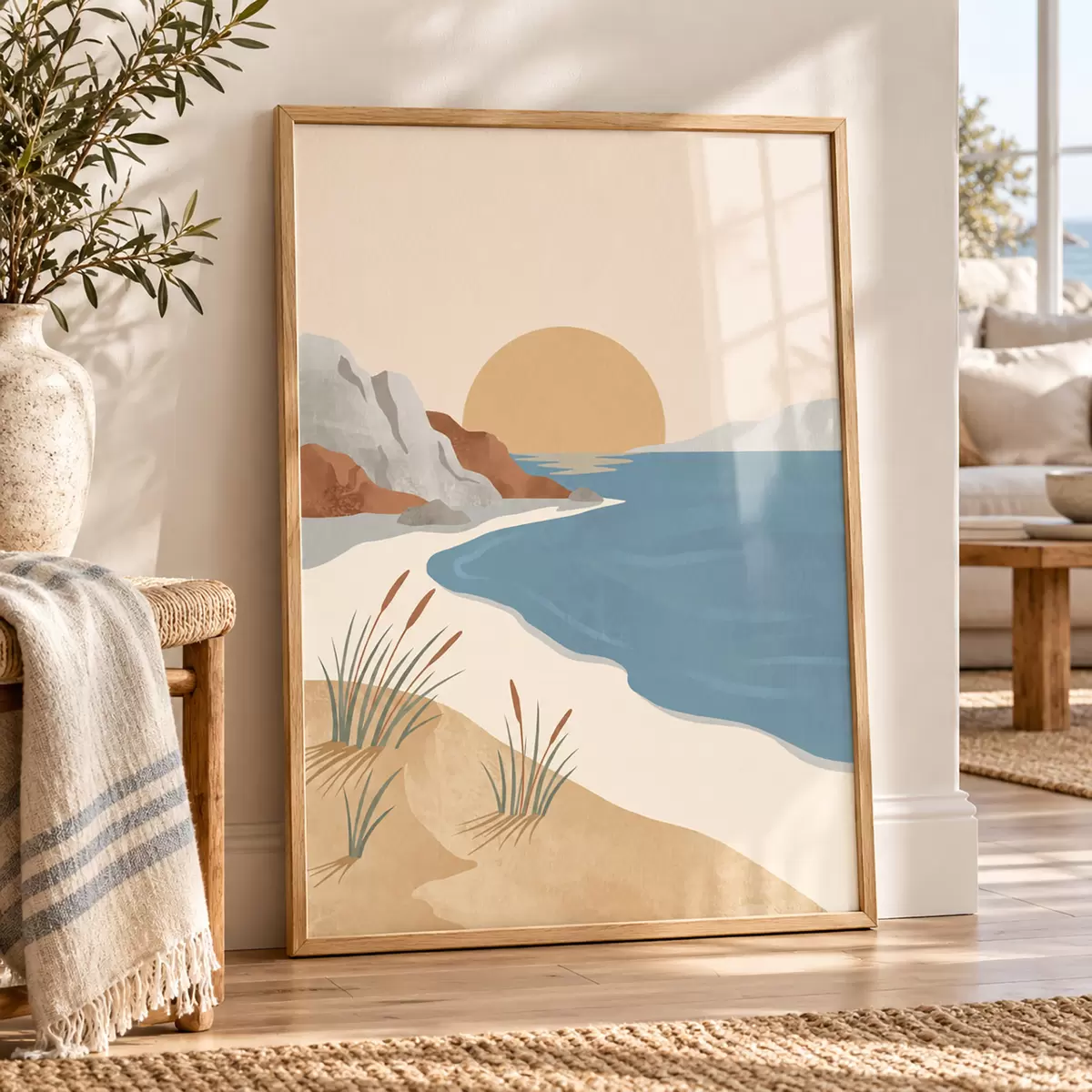 Poster Idyllischer Strand bei Sonnenuntergang – Ruhe pur f50731