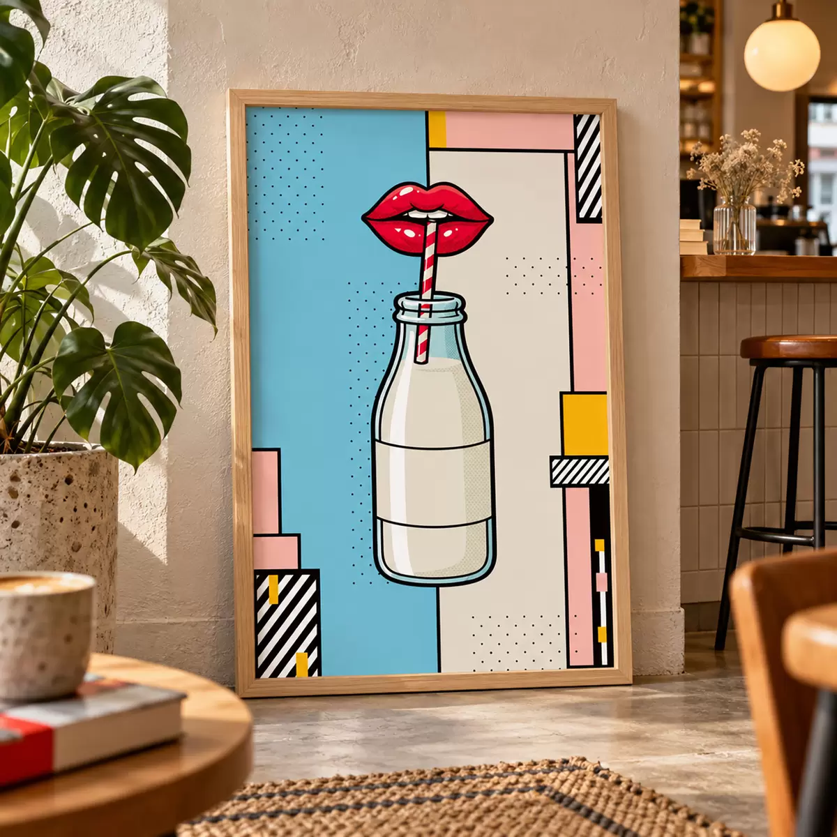 Poster Ein Schluck aus einer stilvollen Flasche – Kunstwerk f50786