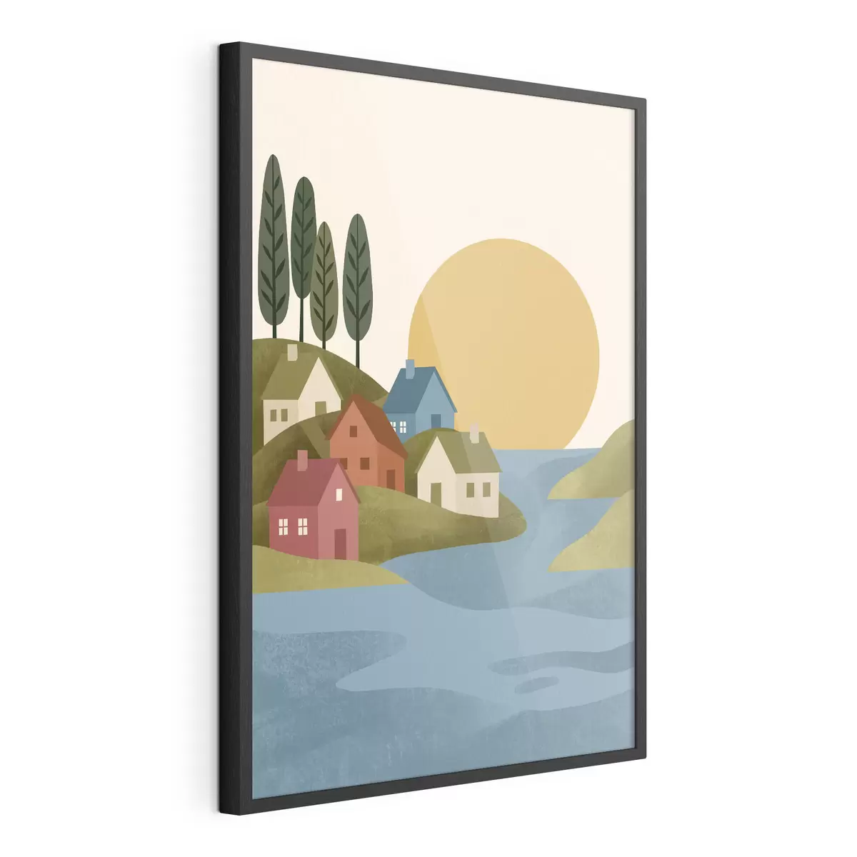 Poster Ein beschauliches Dorf am Flussufer f50734