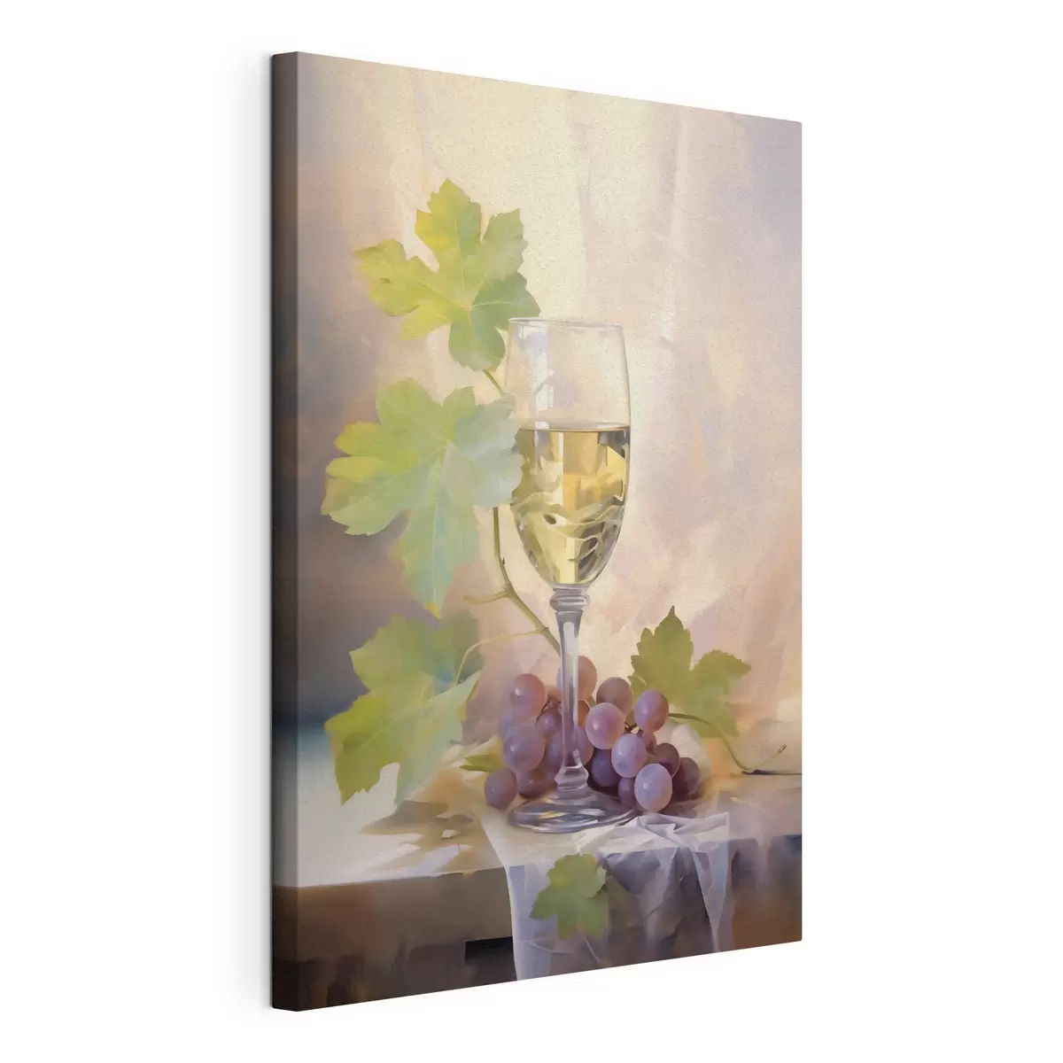 Wandbilder Ein Glas Wein und Weintrauben, Gemälde-Reproduktion s51123