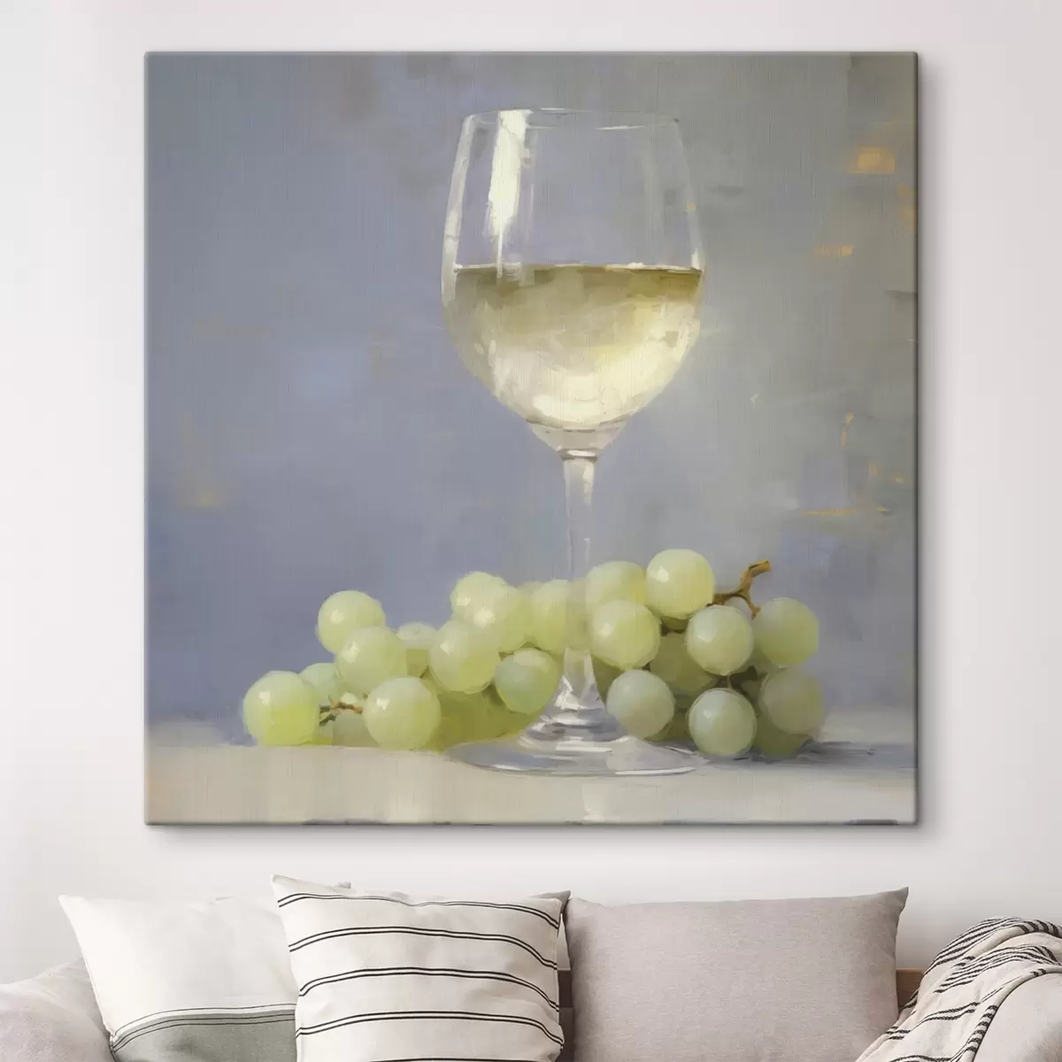 Wandbilder Ein Glas Wein und Weintrauben, die Nachbildung eines Gemäldes s51136