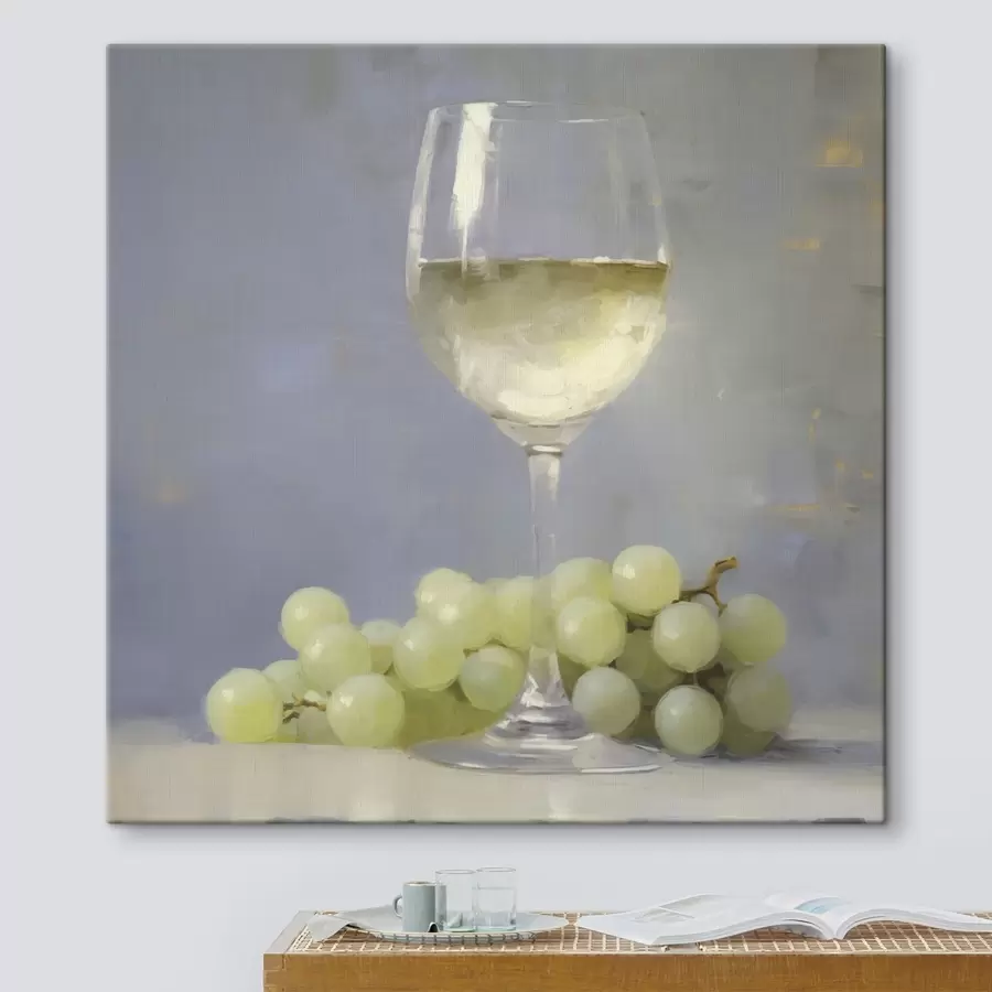 Wandbilder Ein Glas Wein und Weintrauben, die Nachbildung eines Gemäldes s51136