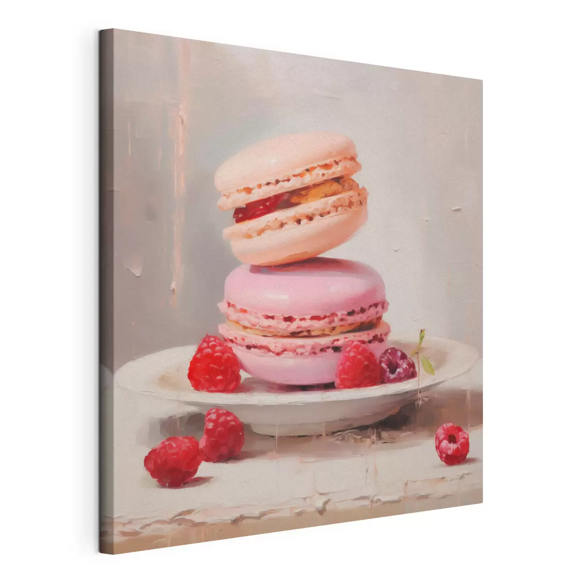 Wandbilder Macarons auf einem Teller, im Stil eines Gemäldes s51143
