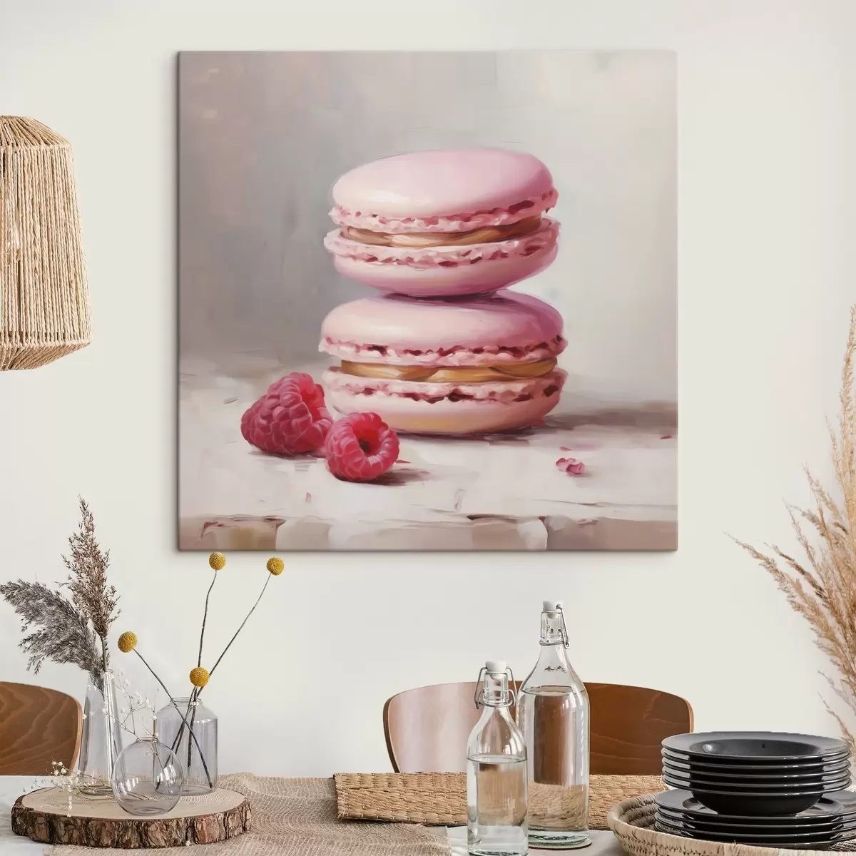 Wandbilder Macarons und Himbeeren, Nachbildung eines Gemäldes s51144