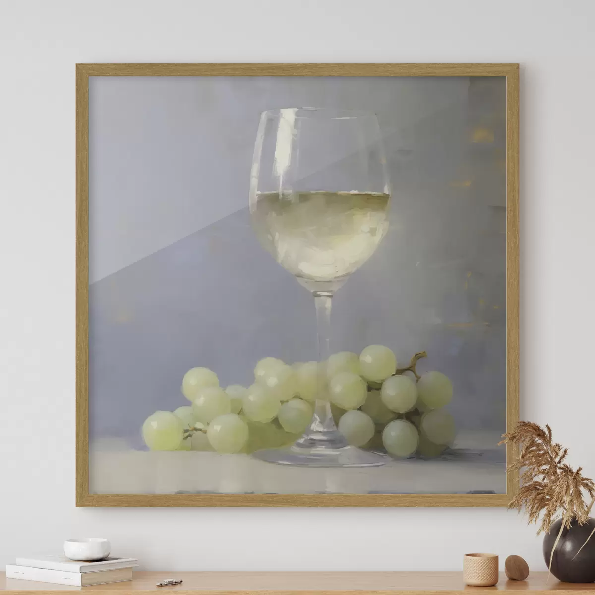 Poster Ein Glas Wein und Weintrauben, die Nachbildung eines Gemäldes f51136