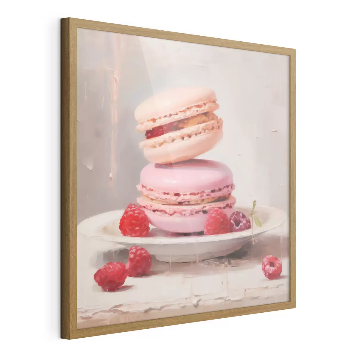 Poster Macarons auf einem Teller, im Stil eines Gemäldes f51143