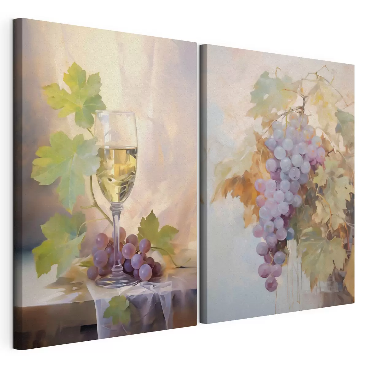 Wandbilder Ein Glas Wein und Weintrauben, Gemälde-Reproduktion m31093