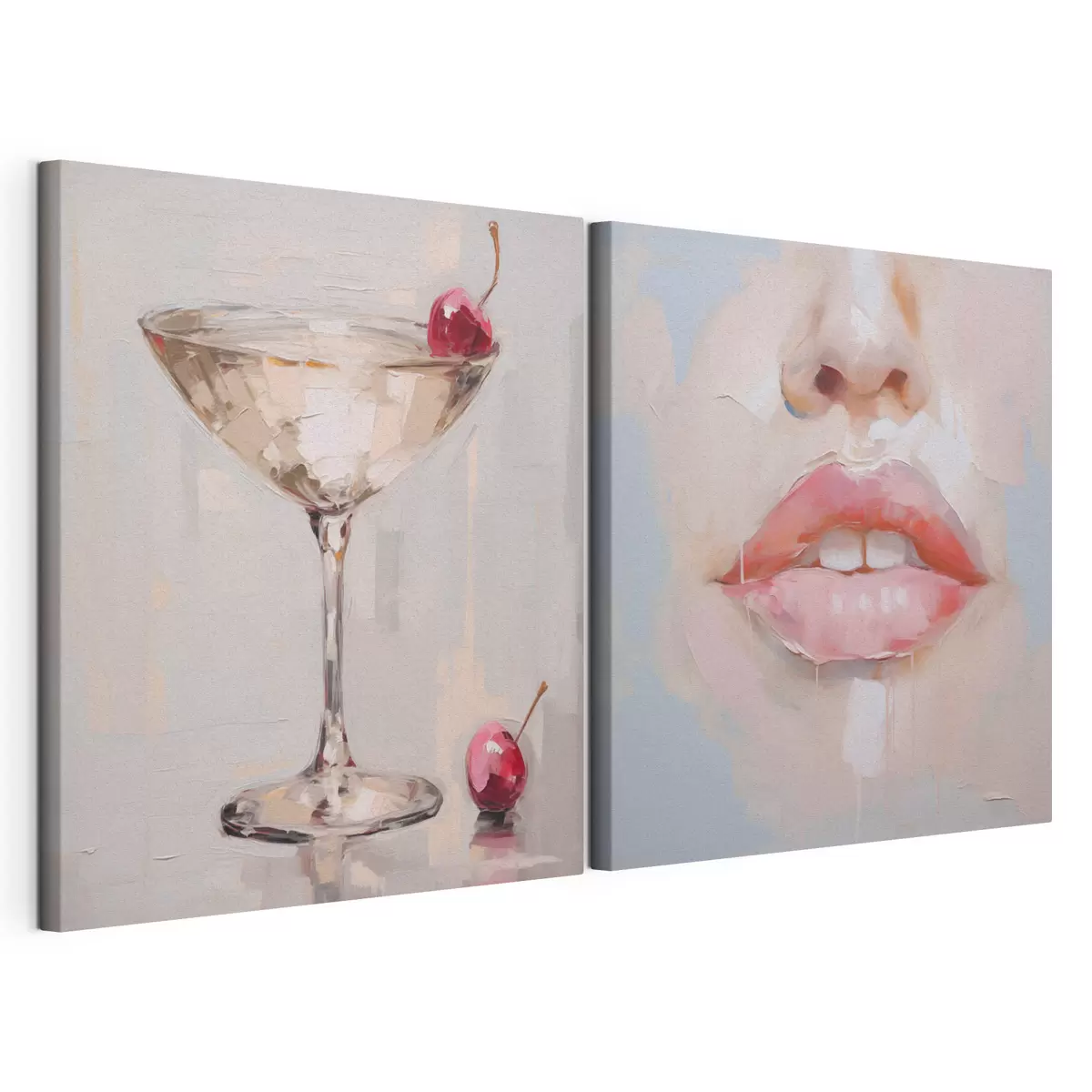 Wandbilder Lippen und ein Cocktail, die Nachbildung eines Gemäldes m31100