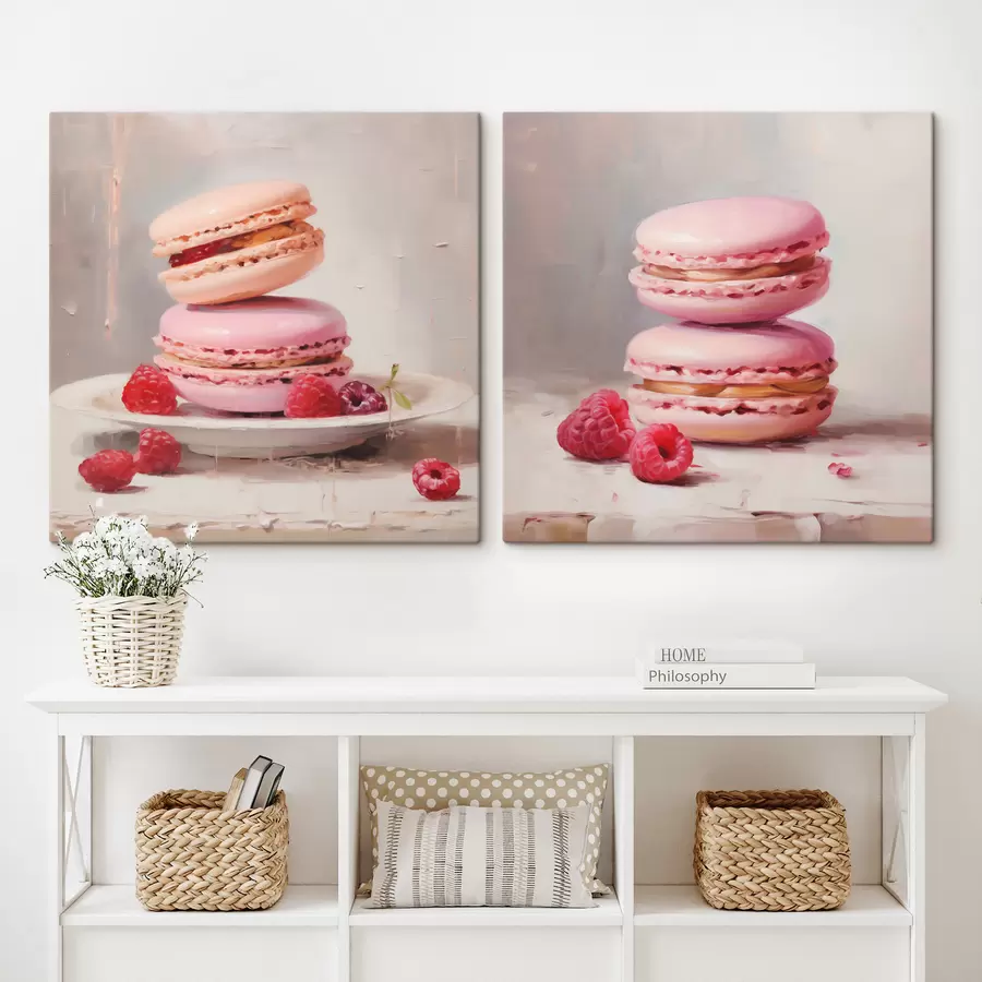 Wandbilder Macarons und Himbeeren, Nachbildung eines Gemäldes m31103